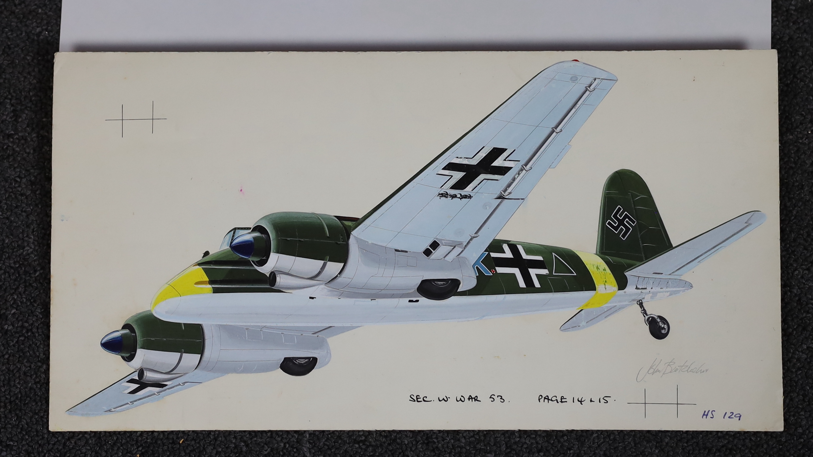 John Henry Batchelor MBE (1936-2019), Military aviation subjects, watercolours (7), largest 40 x 54cm, unframed, Please note this lot attracts an additional import tax of 5% on the hammer price